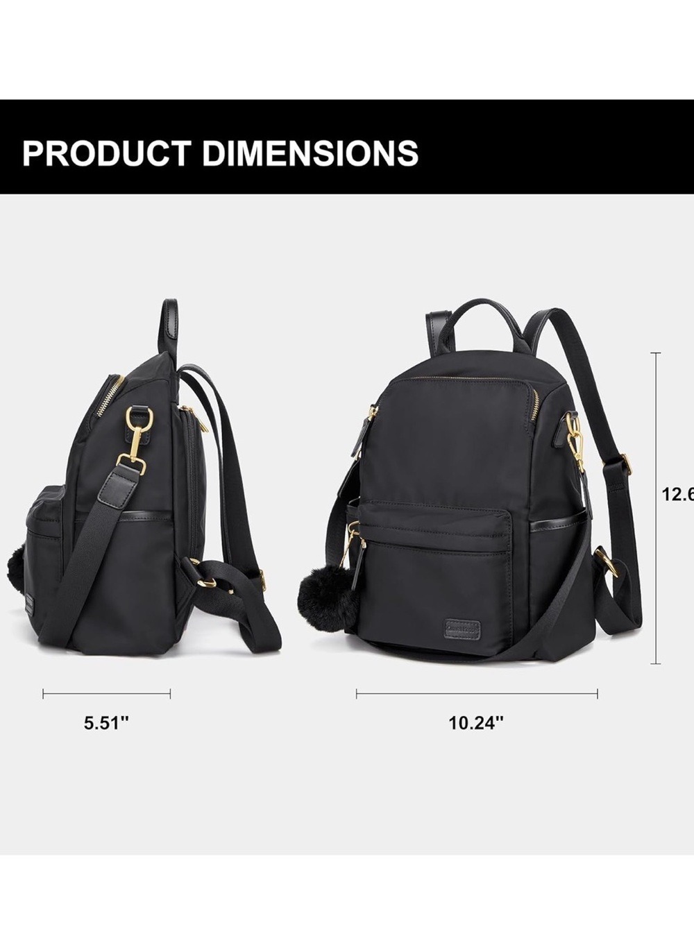 Cinvai Krose Black Convertible Backpack Travel School Tote Bag - Picture 3 of 5